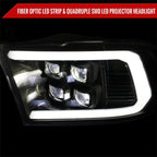 2009-2018 Dodge RAM 1500 / 2019 RAM Classic / 2010-2018 RAM 2500 3500 LED Bar Sequential Turn Signal Projector Headlights (Matte Black Housing / Clear Lens)