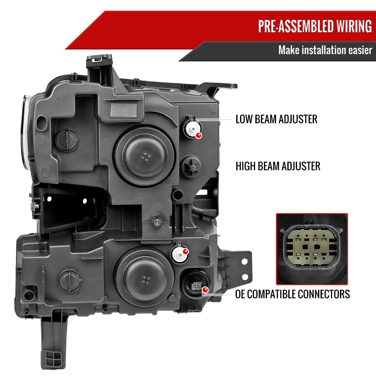2019-2021 Chevrolet Silverado 1500 Full LED Projector Headlights with Sequential LED Turn Signal (Matte Black Housing/Smoked Lens)
