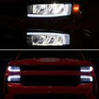 2019-2021 Chevrolet Silverado 1500 Full LED Projector Headlights with Sequential LED Turn Signal (Matte Black Housing/Smoked Lens)