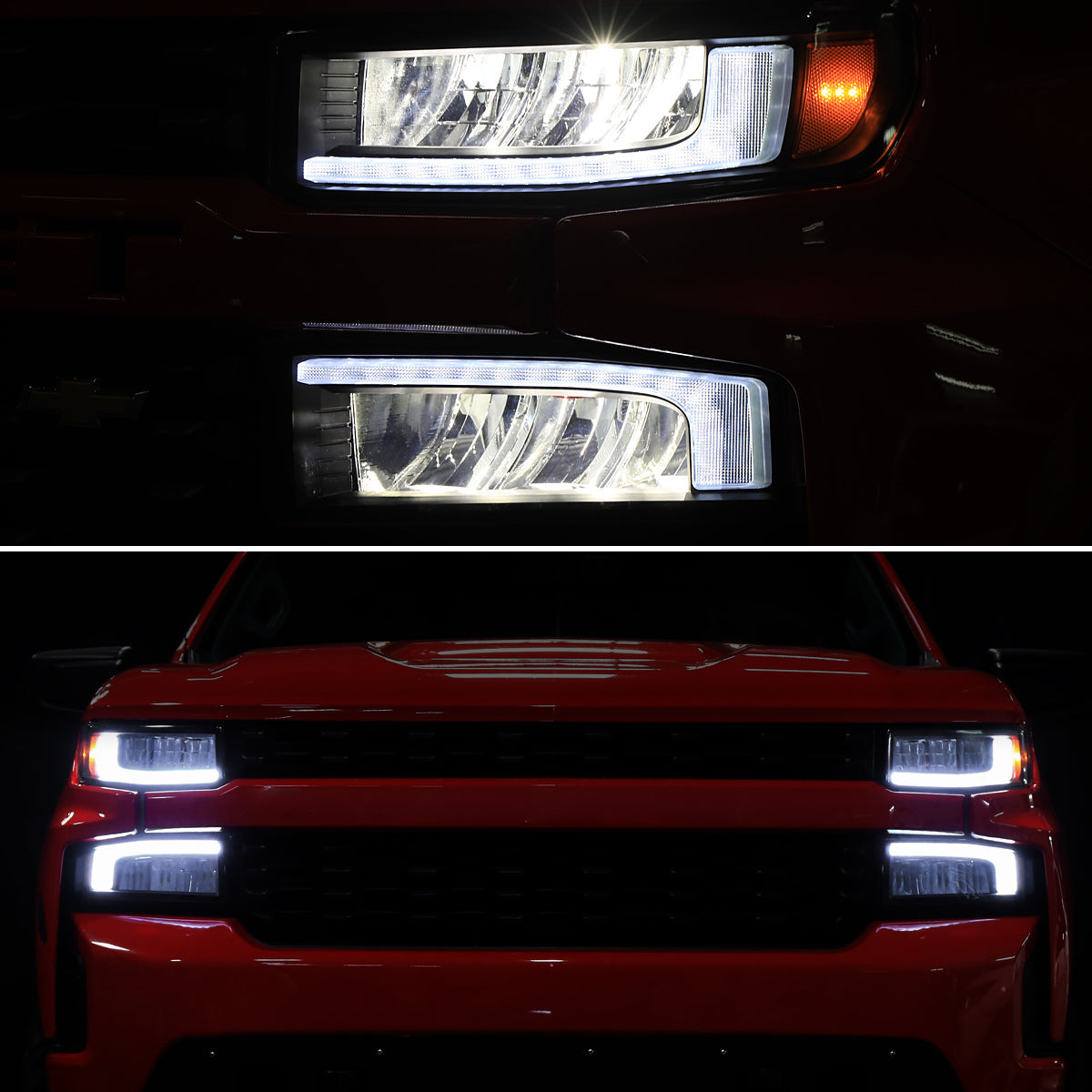 2019-2021 Chevrolet Silverado 1500 Full LED Projector Headlights with Sequential LED Turn Signal (Matte Black Housing/Smoked Lens)