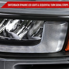 2019-2021 Chevrolet Silverado 1500 Full LED Projector Headlights with Sequential LED Turn Signal (Matte Black Housing/Clear Lens)