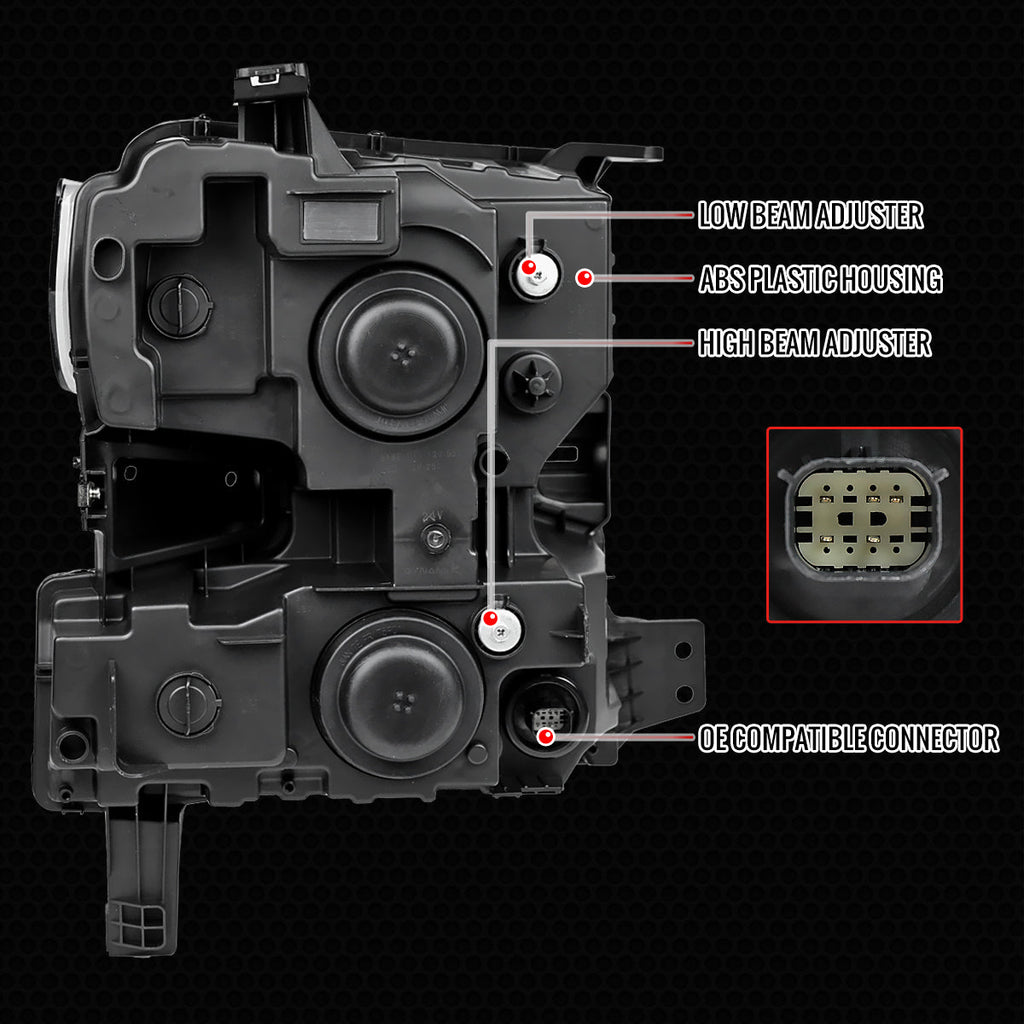 2019-2021 Chevrolet Silverado 1500 Full LED Projector Headlights with Sequential LED Turn Signal (Matte Black Housing/Clear Lens)
