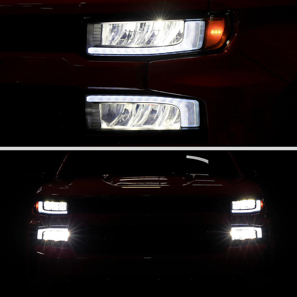 2019-2021 Chevrolet Silverado 1500 Full LED Projector Headlights with Sequential LED Turn Signal (Matte Black Housing/Smoked Lens)