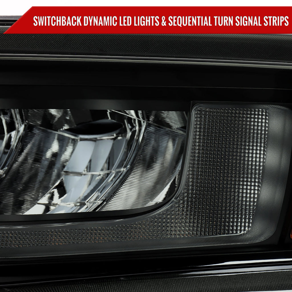 2019-2021 Chevrolet Silverado 1500 Full LED Projector Headlights with Sequential LED Turn Signal (Matte Black Housing/Smoked Lens)