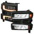 2019-2021 Chevrolet Silverado 1500 Full LED Projector Headlights with Sequential LED Turn Signal (Matte Black Housing/Smoked Lens)
