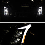 2010-2016 Cadillac SRX Full Switchback Sequential LED DRL Projector Headlights (Matte Black Housing/Clear Lens)