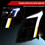 2010-2016 Cadillac SRX LED Projector Headlights w/ Switchback Sequential Turn Signal Bar (Matte Black Housing/Smoked Lens)