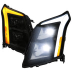 2010-2016 Cadillac SRX LED Projector Headlights w/ Switchback Sequential Turn Signal Bar (Matte Black Housing/Smoked Lens)