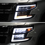 2015-2020 Chevrolet Tahoe Suburban Full LED DRL Sequential Headlights (Matte Black Housing / Clear Lens)