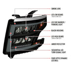 2015-2020 Chevrolet Tahoe Suburban Full LED DRL Sequential Headlights (Matte Black Housing / Smoked Lens)
