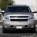 2007-2013 Chevrolet Avalanche/ 2007-2014 Tahoe Suburban LED C-Bar Projector Headlights (Chrome Housing/Clear Lens)