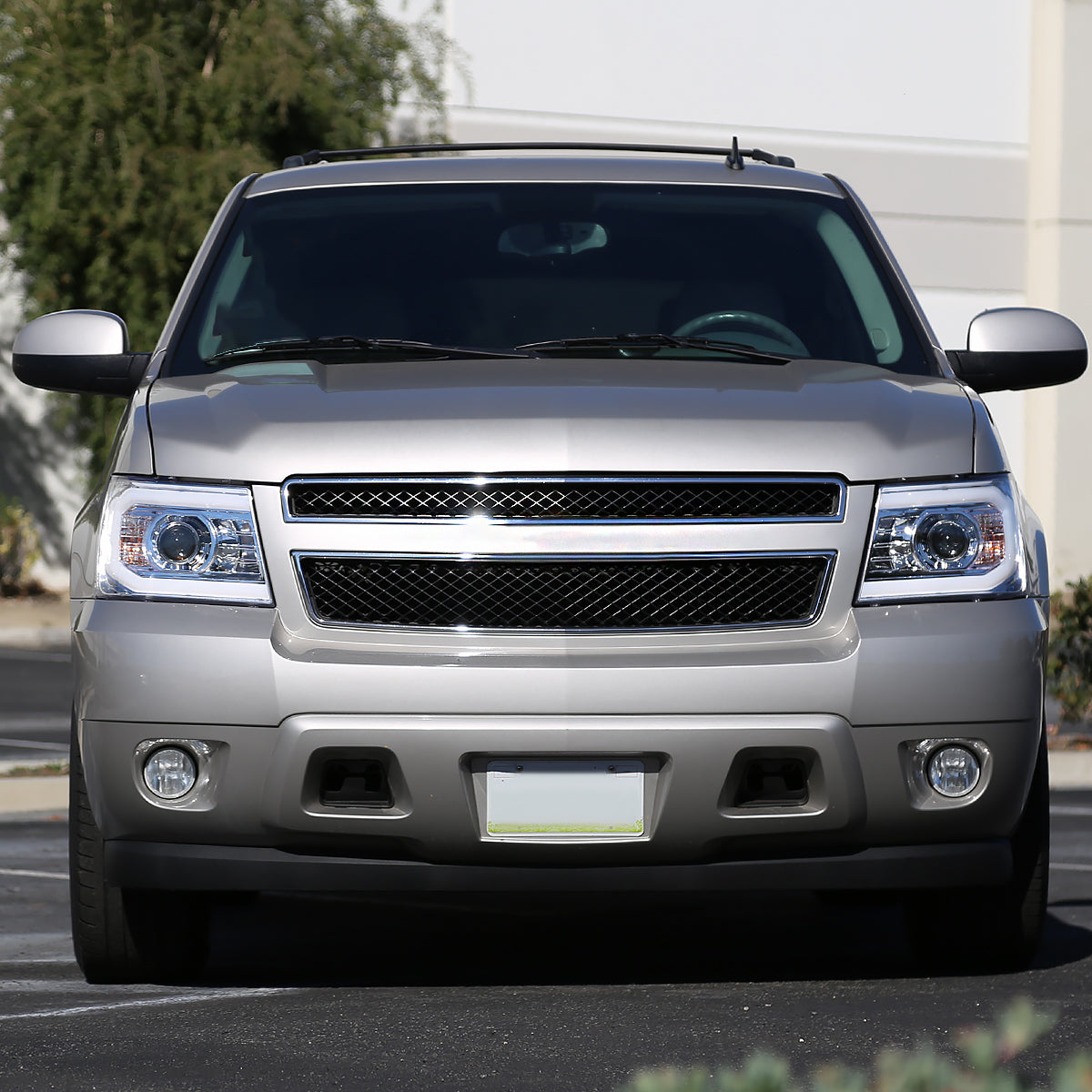 2007-2013 Chevrolet Avalanche/ 2007-2014 Tahoe Suburban LED C-Bar Projector Headlights (Chrome Housing/Clear Lens)
