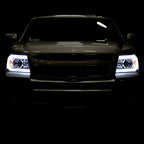 2007-2013 Chevrolet Avalanche/ 2007-2014 Tahoe Suburban LED C-Bar Projector Headlights (Chrome Housing/Clear Lens)