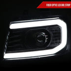 2007-2013 Chevrolet Avalanche/ 2007-2014 Tahoe Suburban LED C-Bar Projector Headlights (Jet Black Housing/Clear Lens)