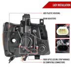 2007-2013 Chevrolet Avalanche/ 2007-2014 Tahoe Suburban LED C-Bar Projector Headlights (Jet Black Housing/Clear Lens)