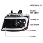 2007-2013 Chevrolet Avalanche/ 2007-2014 Tahoe Suburban LED C-Bar Projector Headlights (Jet Black Housing/Clear Lens)