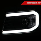 2007-2013 Chevrolet Avalanche/ 2007-2014 Tahoe Suburban LED C-Bar Projector Headlights (Glossy Black Housing/Smoked Lens)