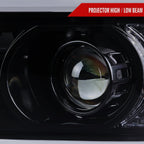 2007-2013 Chevrolet Avalanche/ 2007-2014 Tahoe Suburban LED C-Bar Projector Headlights (Glossy Black Housing/Smoked Lens)