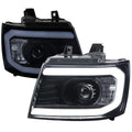 2007-2013 Chevrolet Avalanche/ 2007-2014 Tahoe Suburban LED C-Bar Projector Headlights (Glossy Black Housing/Smoked Lens)