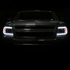 2007-2013 Chevrolet Avalanche/ 2007-2014 Tahoe Suburban LED C-Bar Projector Headlights (Black Housing/Clear Lens)