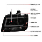 2007-2013 Chevrolet Avalanche/ 2007-2014 Tahoe Suburban LED C-Bar Projector Headlights (Black Housing/Smoked Lens)