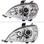 2002-2005 Mercedes Benz W163 ML Class Projector Headlights w/ SMD LED Light Strip (Chrome Housing/Clear Lens)