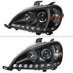 1998-2001 Mercedes Benz W163 ML Class Projector Headlights w/ SMD LED Light Strip (Matte Black Housing/Clear Lens)