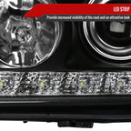 1998-2001 Mercedes Benz W163 ML Class Projector Headlights w/ SMD LED Light Strip (Matte Black Housing/Clear Lens)