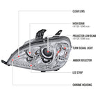 1998-2001 Mercedes Benz W163 ML Class Projector Headlights w/ SMD LED Light Strip (Chrome Housing/Clear Lens)