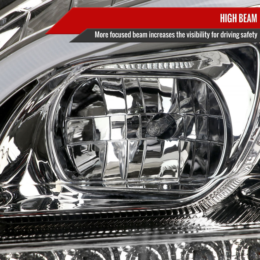 2006-2008 Mercedes Benz W164 ML Class LED Bar Projector Headlights w/ Sequential Turn Signal Lights (Chrome Housing/Clear Lens)