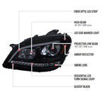 2006-2008 Mercedes Benz W164 ML Class LED Bar Projector Headlights w/ Sequential Turn Signal Lights (Glossy Black Housing/Smoked Lens)