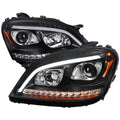 2006-2008 Mercedes Benz W164 ML Class LED Bar Projector Headlights w/ Sequential Turn Signal Lights (Matte Black Housing/Clear Lens)