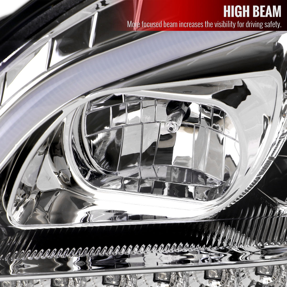2009-2011 Mercedes Benz W164 ML-Class LED Sequetial Turn Signal Projector Headlights (Chrome Housing/Clear Lens)