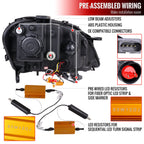 2009-2011 Mercedes Benz W164 ML-Class LED Sequetial Turn Signal Projector Headlights (Glossy Black Housing/Smoked Lens)