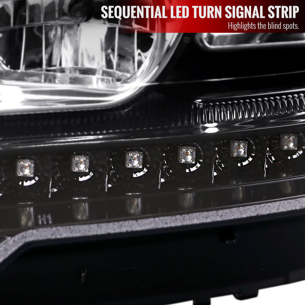 2009-2011 Mercedes Benz W164 ML-Class LED Sequetial Turn Signal Projector Headlights (Glossy Black Housing/Clear Lens)
