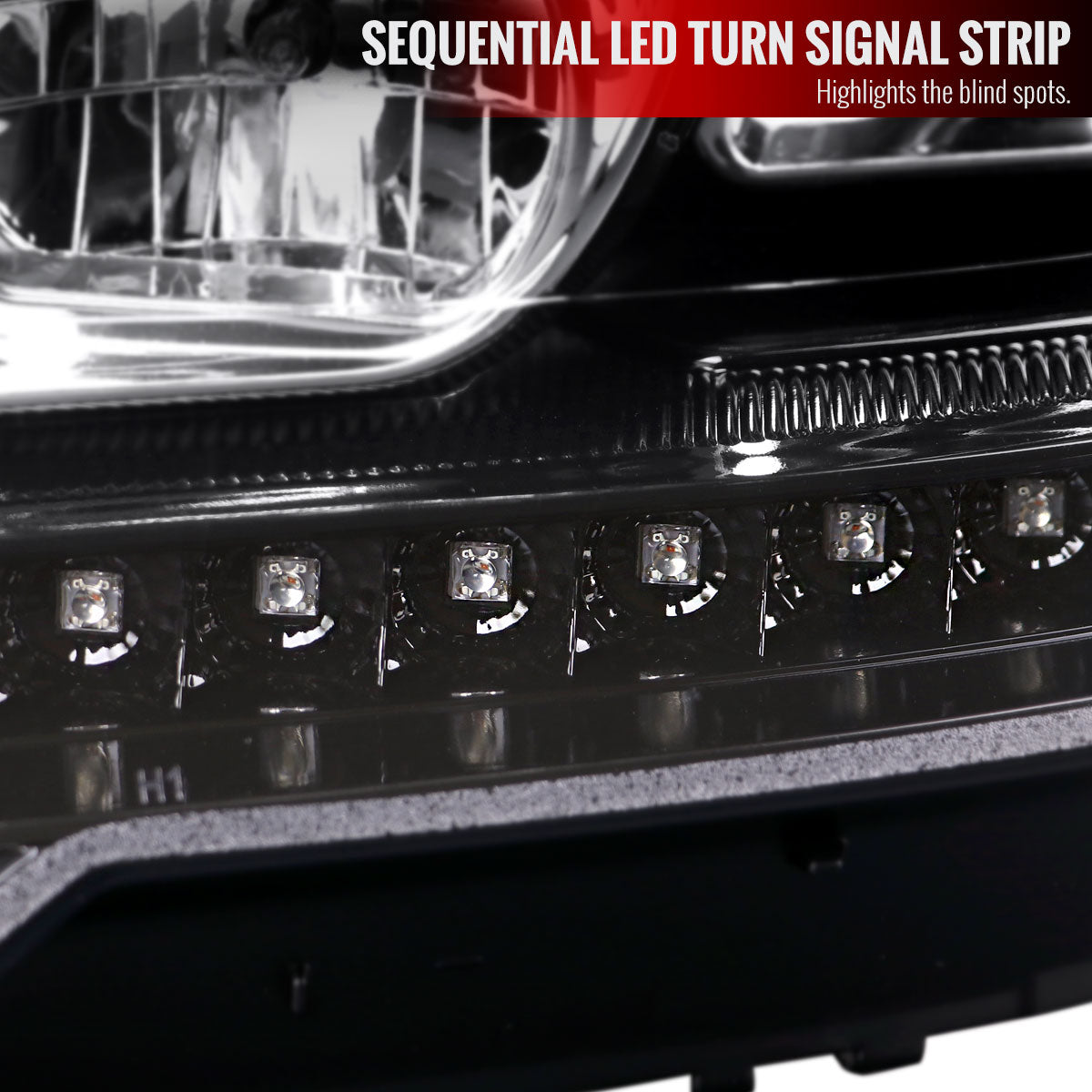 2009-2011 Mercedes Benz W164 ML-Class LED Sequetial Turn Signal Projector Headlights (Glossy Black Housing/Clear Lens)