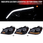2009-2011 Mercedes Benz W164 ML-Class LED Sequetial Turn Signal Projector Headlights (Glossy Black Housing/Smoked Lens)