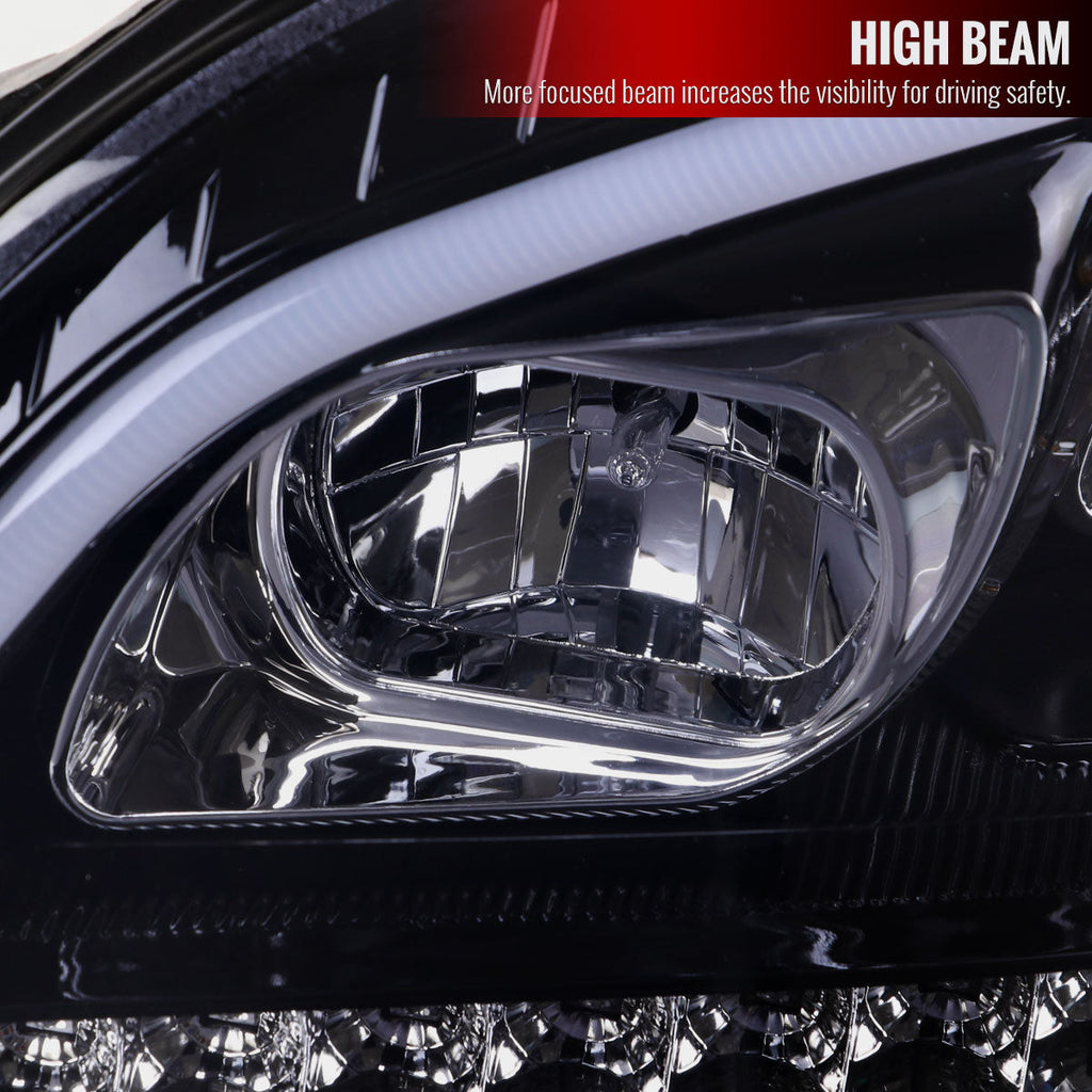 2009-2011 Mercedes Benz W164 ML-Class LED Sequetial Turn Signal Projector Headlights (Glossy Black Housing/Smoked Lens)