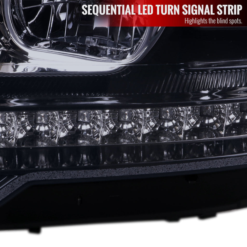 2009-2011 Mercedes Benz W164 ML-Class LED Sequetial Turn Signal Projector Headlights (Glossy Black Housing/Smoked Lens)