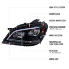 2009-2011 Mercedes Benz W164 ML-Class LED Sequetial Turn Signal Projector Headlights (Glossy Black Housing/Smoked Lens)