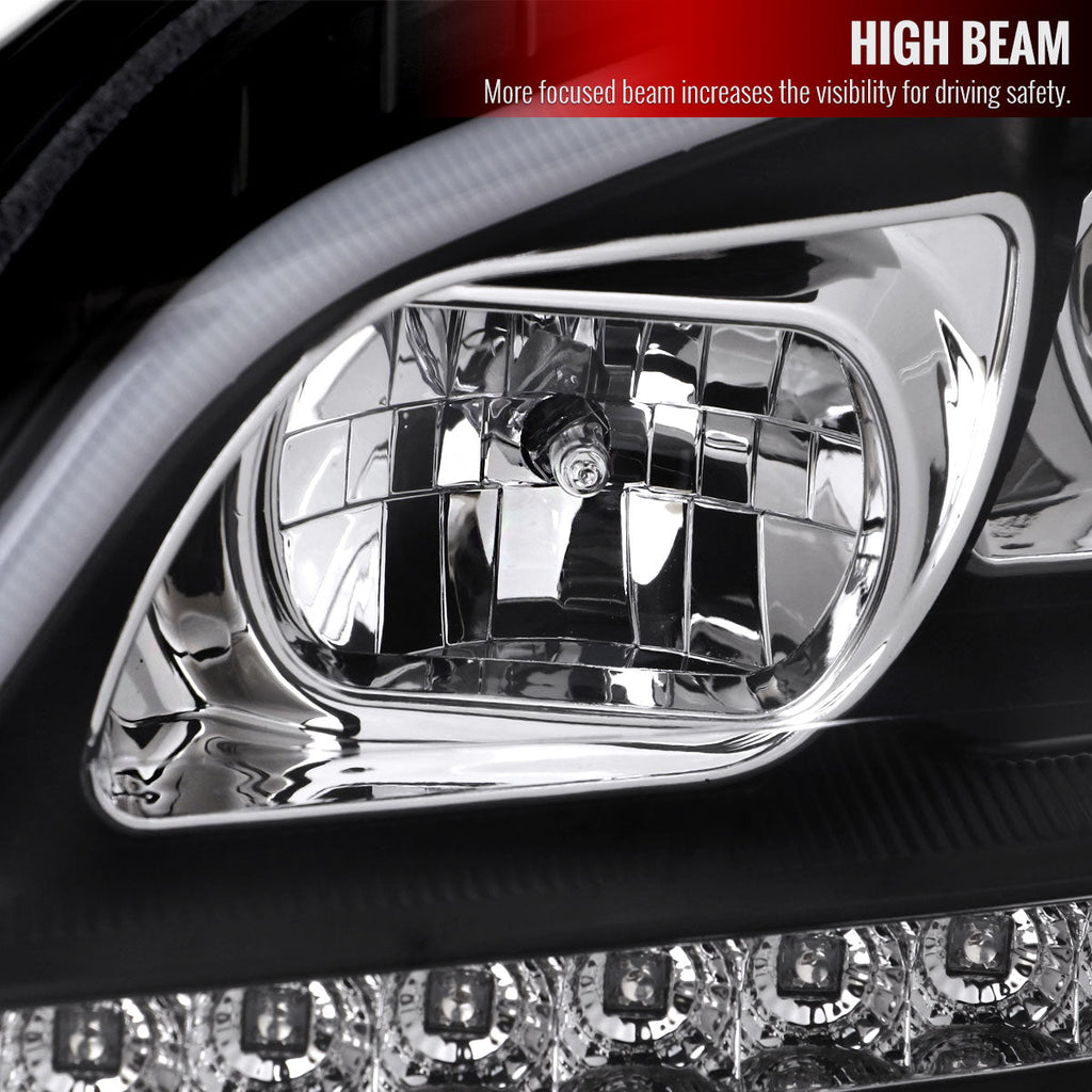 2009-2011 Mercedes Benz W164 ML-Class LED Sequetial Turn Signal Projector Headlights (Matte Black Housing/Clear Lens)