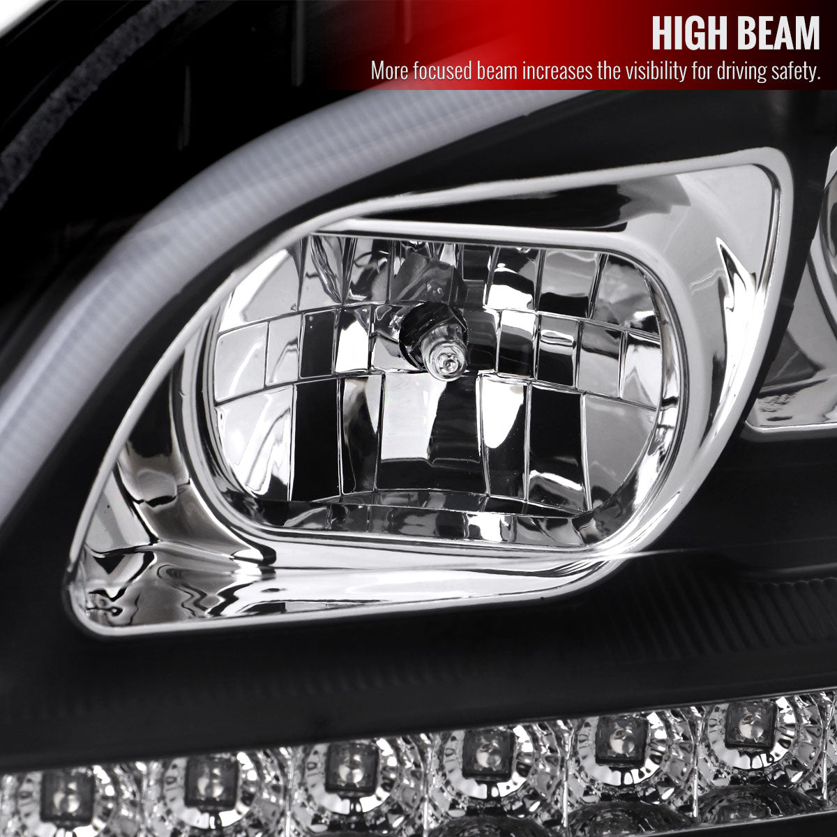 2009-2011 Mercedes Benz W164 ML-Class LED Sequetial Turn Signal Projector Headlights (Matte Black Housing/Clear Lens)