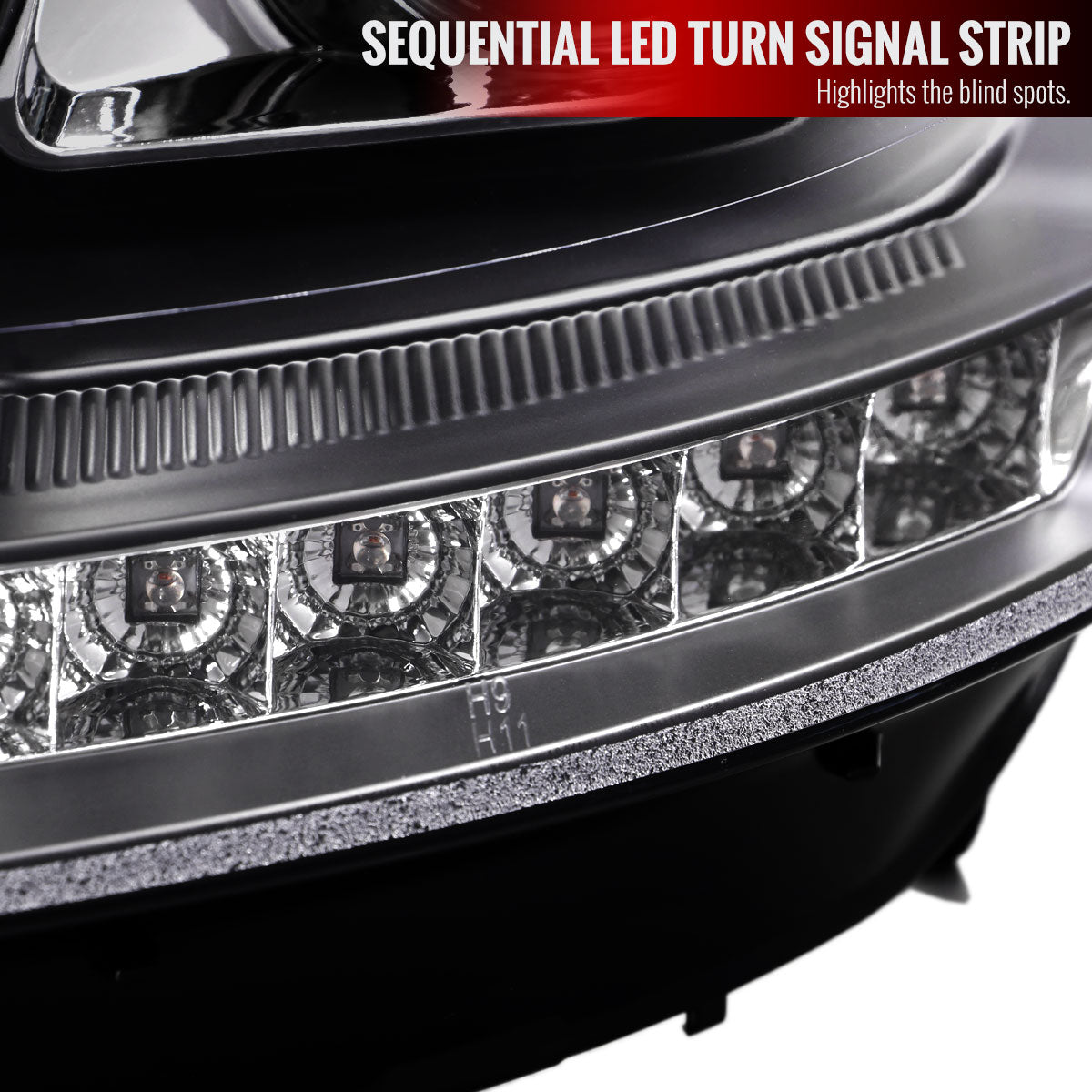 2009-2011 Mercedes Benz W164 ML-Class LED Sequetial Turn Signal Projector Headlights (Matte Black Housing/Clear Lens)