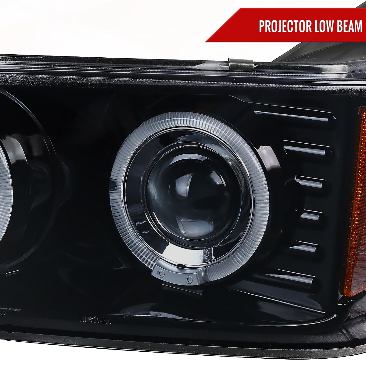 2004-2012 Chevrolet Colorado/GMC Canyon Dual Halo Projector Headlights with Corner Turn Signal Bumper Lights (Glossy Black Housing/Smoked Lens)