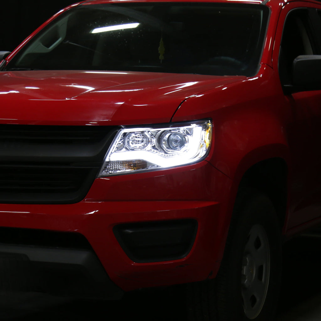 2015-2022 Chevrolet Colorado LED Bar Projector Headlights (Chrome Housing/Clear Lens)