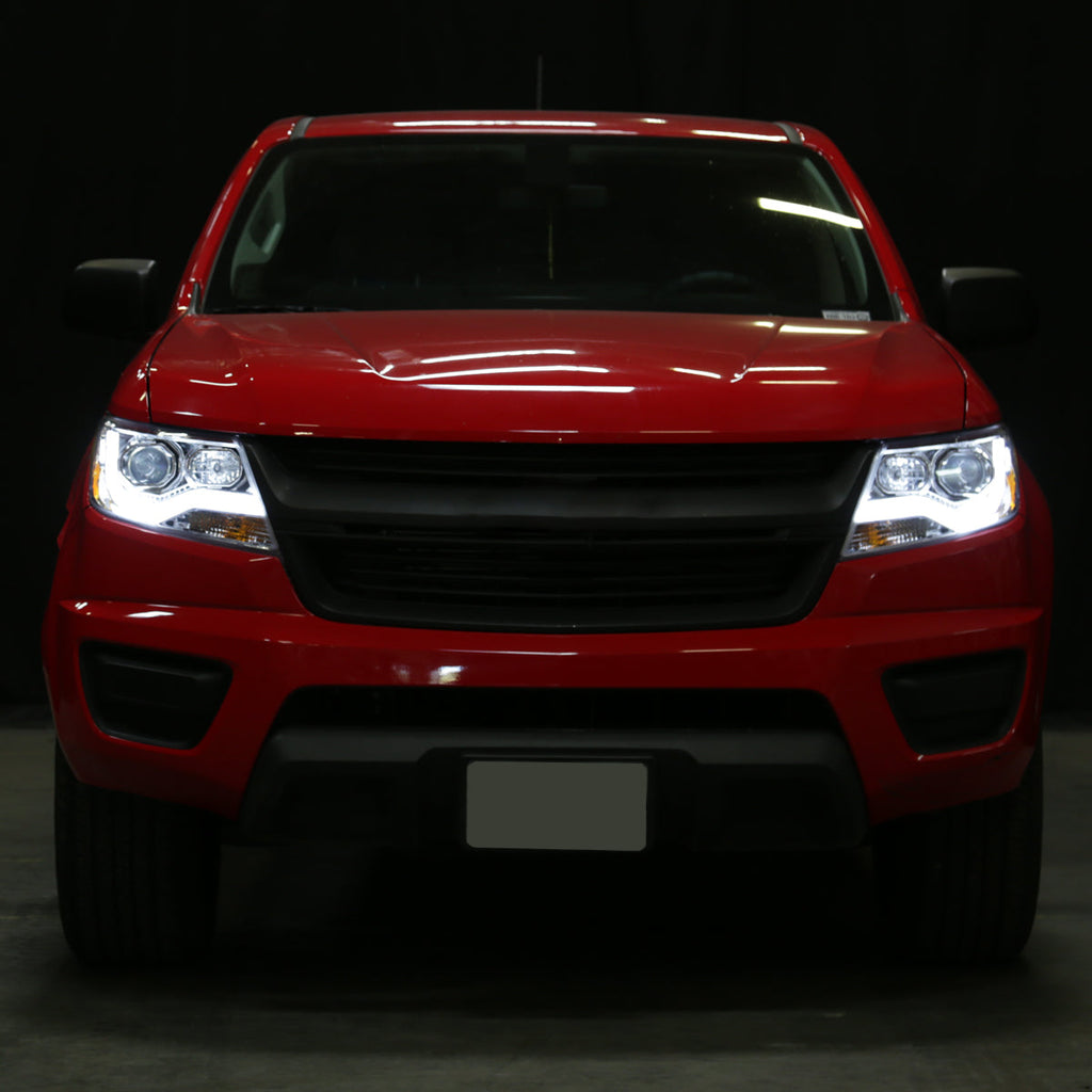 2015-2022 Chevrolet Colorado LED Bar Projector Headlights (Chrome Housing/Clear Lens)