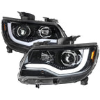2015-2022 Chevrolet Colorado LED Bar Projector Headlights (Glossy Black Housing/Clear Lens)