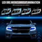 2015-2022 Chevrolet Colorado Projector Headlights w/ LED DRL Light Strip Sequential Turn Signal and Side Marker  (Black Housing / Clear Lens)