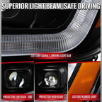2015-2022 Chevrolet Colorado Projector Headlights w/ LED DRL Light Strip Sequential Turn Signal and Side Marker  (Black Housing / Clear Lens)