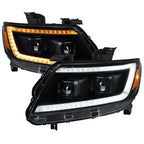 2015-2022 Chevrolet Colorado Projector Headlights w/ LED DRL Light Strip Sequential Turn Signal and Side Marker  (Black Housing / Clear Lens)